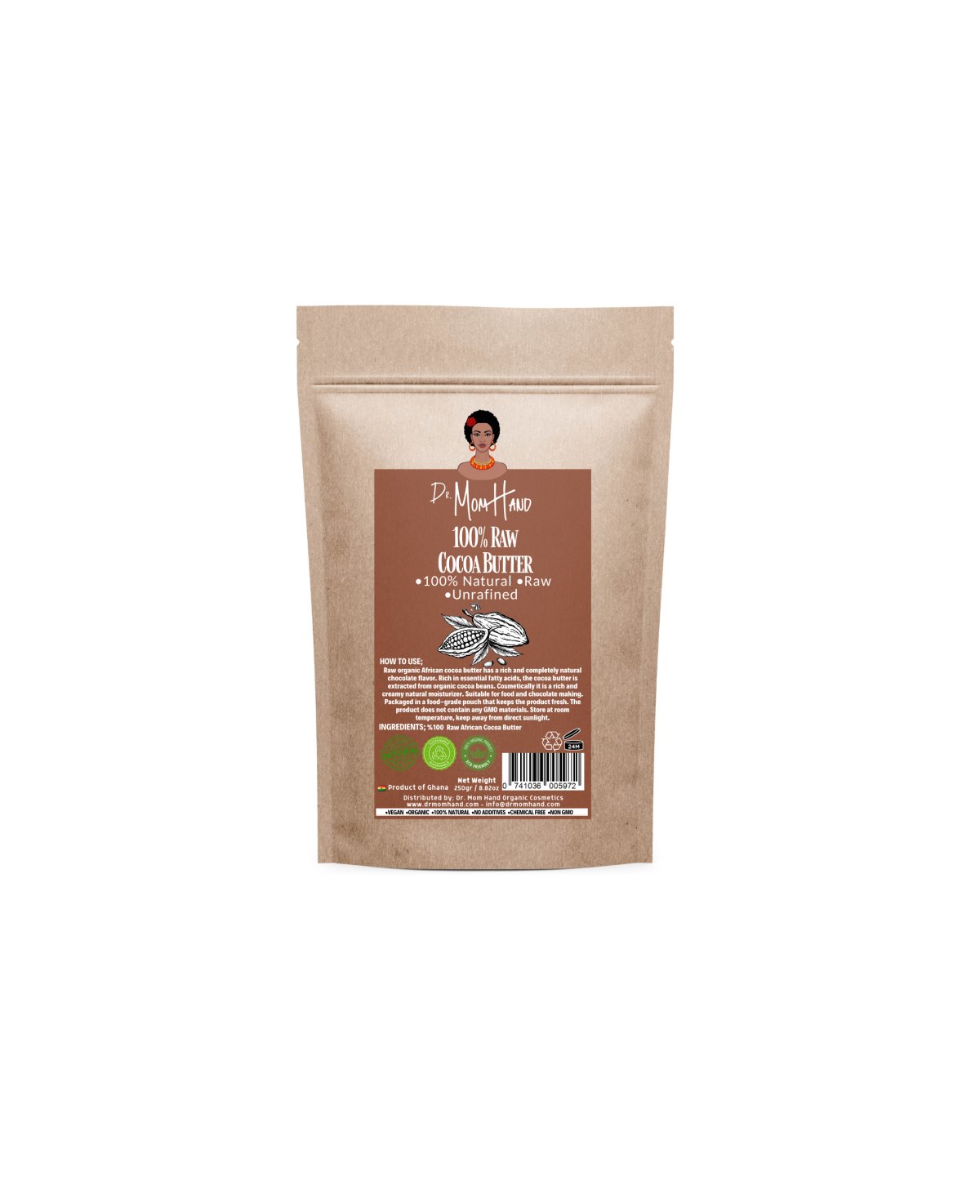 Natürliche Afrikanische Kakaobutter 100% rein, biologisch, 250 g. Natürliche Afrikanische Kakaobutter 100% rein, biologisch, 250 g.